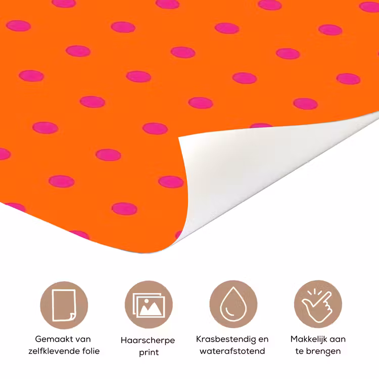 Cool - Stippen - Oranje deurposter klein -closeup_NL
