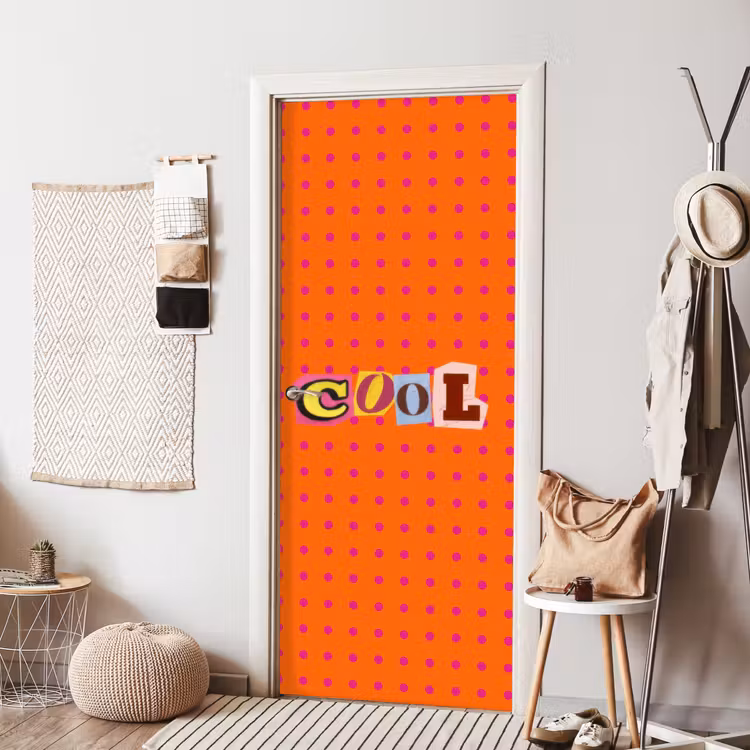 Cool - Stippen - Oranje deurposter klein -sfeer6