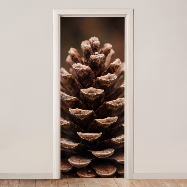 Dennenappel - Bos - Herfst - Bruin - Sfeervol deurposter klein -3d_beige