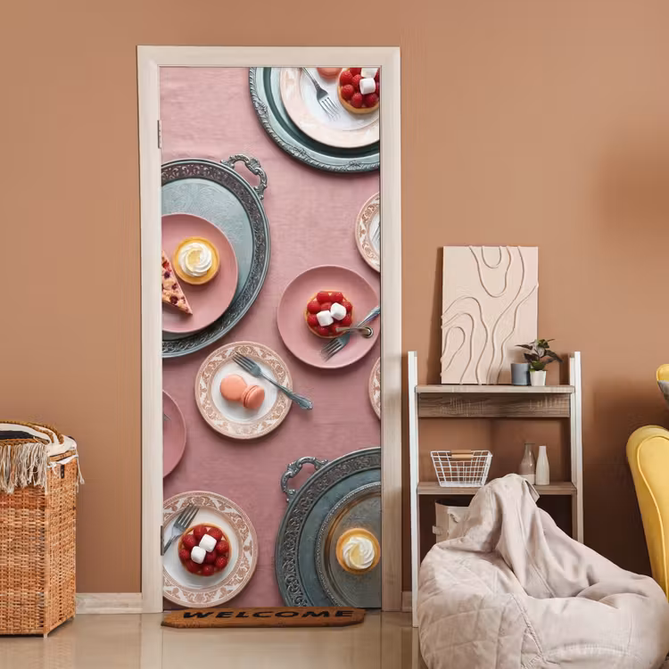 Dessert - Taart - Gebak - Zoet - Roze deurposter klein -sfeer1