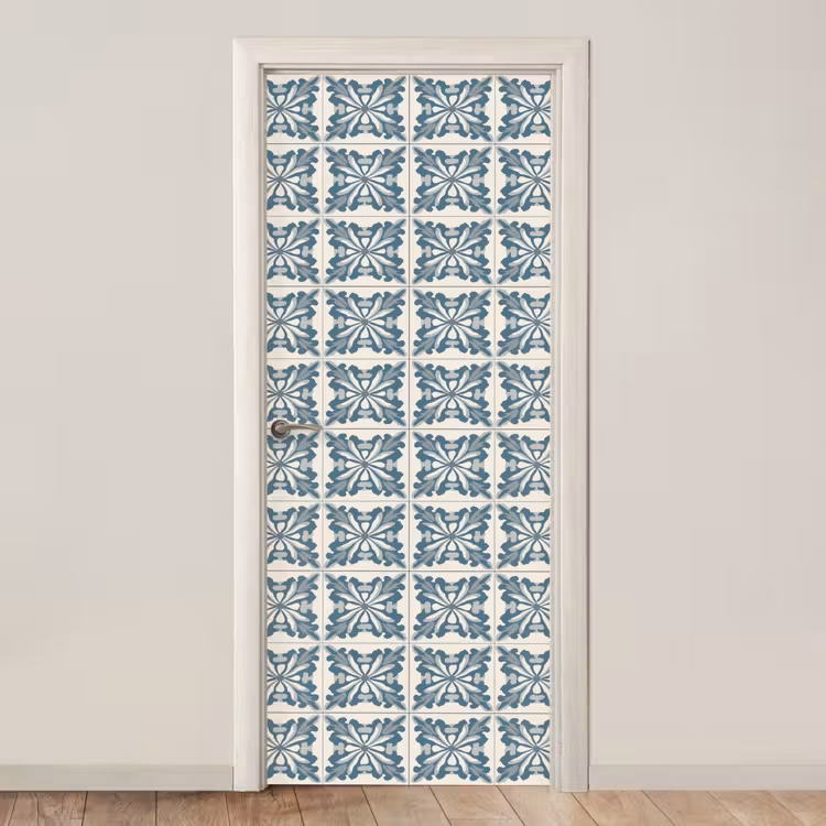 Dessin - Tegel - Blauw deurposter klein 289 -3d_beige