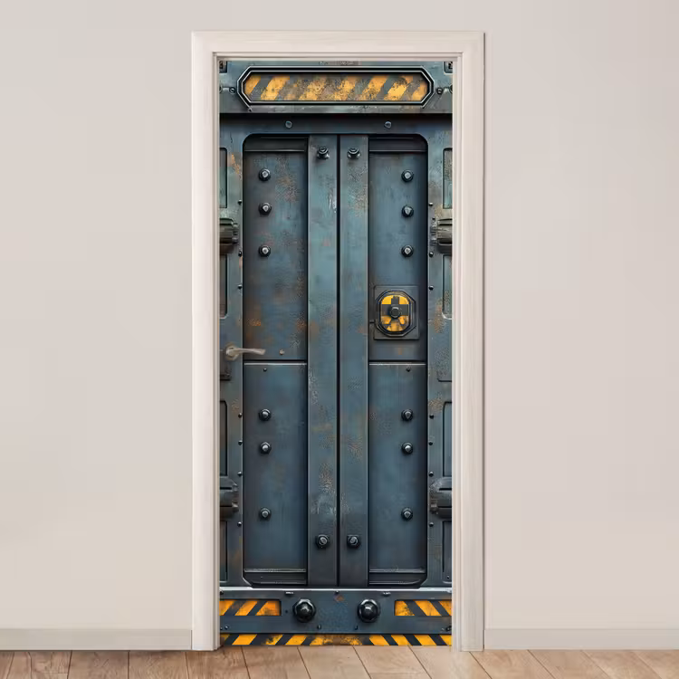 Deur - Escape room - Industrieel deurposter klein -3d_beige