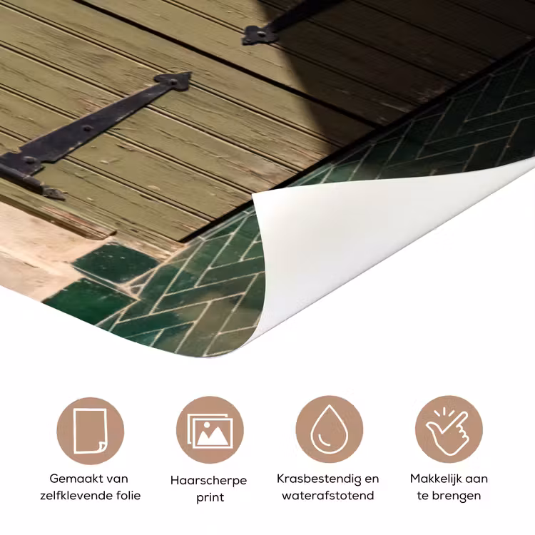 Deur - Hout - Architectuur - Groen - Rustiek deurposter klein -closeup_NL