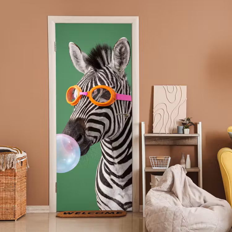 Dier - Bril - Bel - Modern - Groen deurposter klein -sfeer1