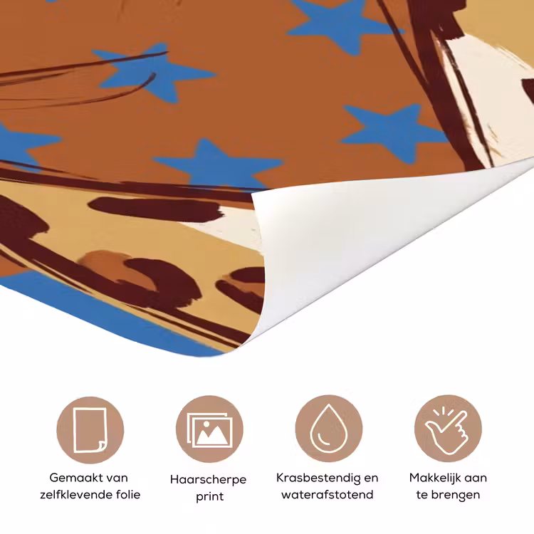 Dieren - Cowboyhoed - Modern - Illustratie - Bruin deurposter klein -closeup_NL