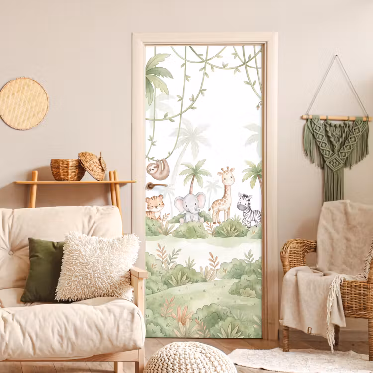 Dieren - Jungle - Pastel deurposter klein -sfeer2