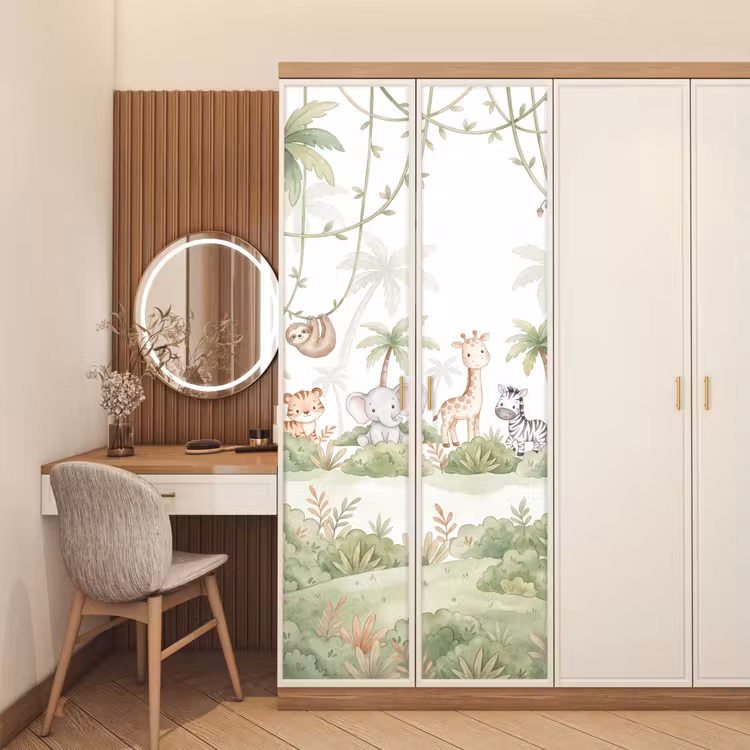 Dieren - Jungle - Pastel deurposter klein -sfeer3
