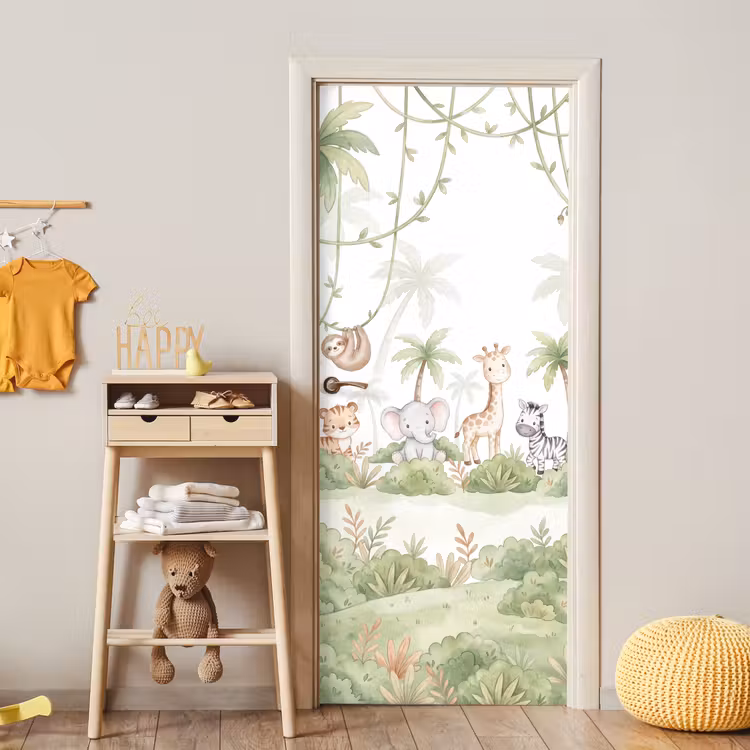 Dieren - Jungle - Pastel deurposter klein -sfeer4
