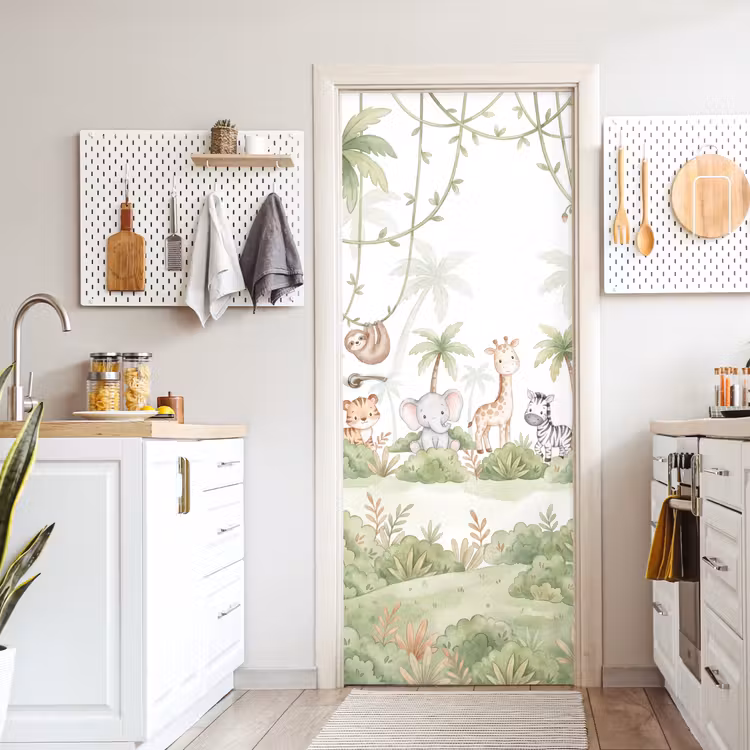 Dieren - Jungle - Pastel deurposter klein -sfeer5