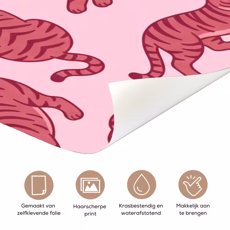 Dieren - Patroon - Roze - Speels - Cartoon deurposter klein -closeup_NL