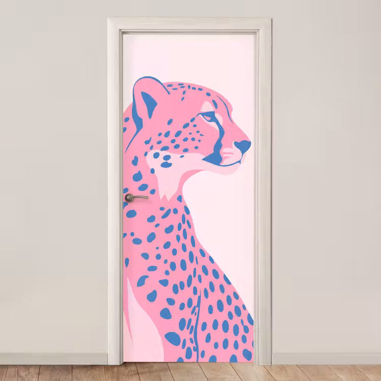 Dieren - Profiel - Abstract - Roze - Blauw deurposter klein -3d_beige