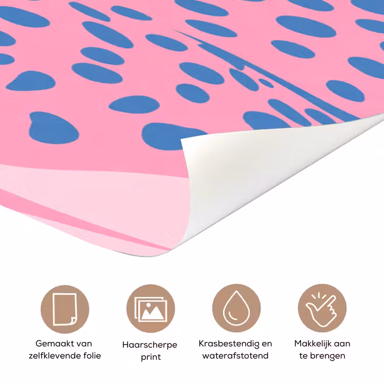 Dieren - Profiel - Abstract - Roze - Blauw deurposter klein -closeup_NL