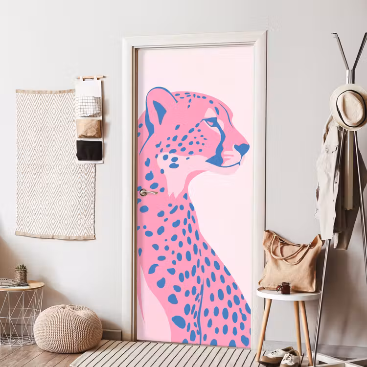 Dieren - Profiel - Abstract - Roze - Blauw deurposter klein -sfeer6