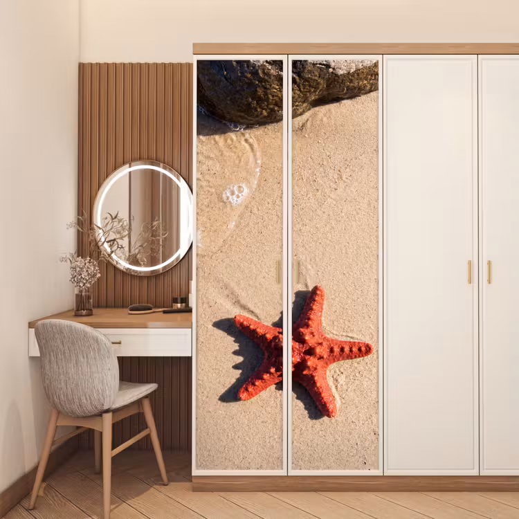 Dieren - Strand - Zee - Natuur - Rood deurposter klein -sfeer3