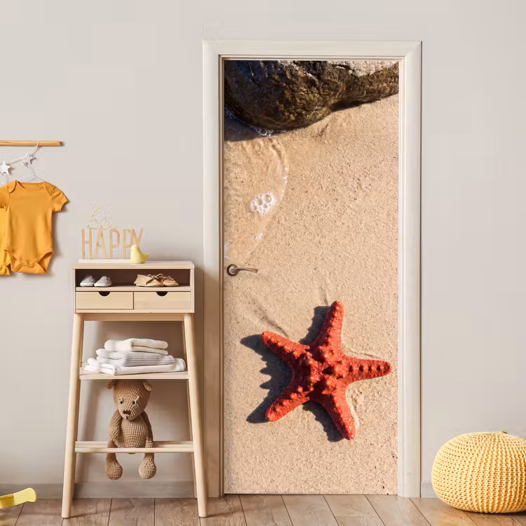 Dieren - Strand - Zee - Natuur - Rood deurposter klein -sfeer4