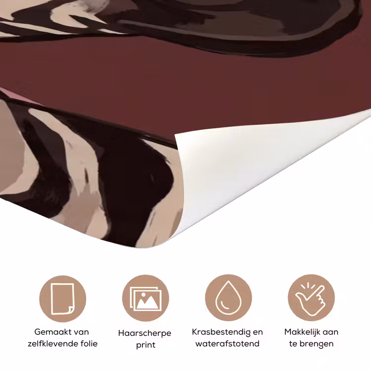 Dieren - Zebrahoofd - Wildlife - Modern - Bruin deurposter klein -closeup_NL