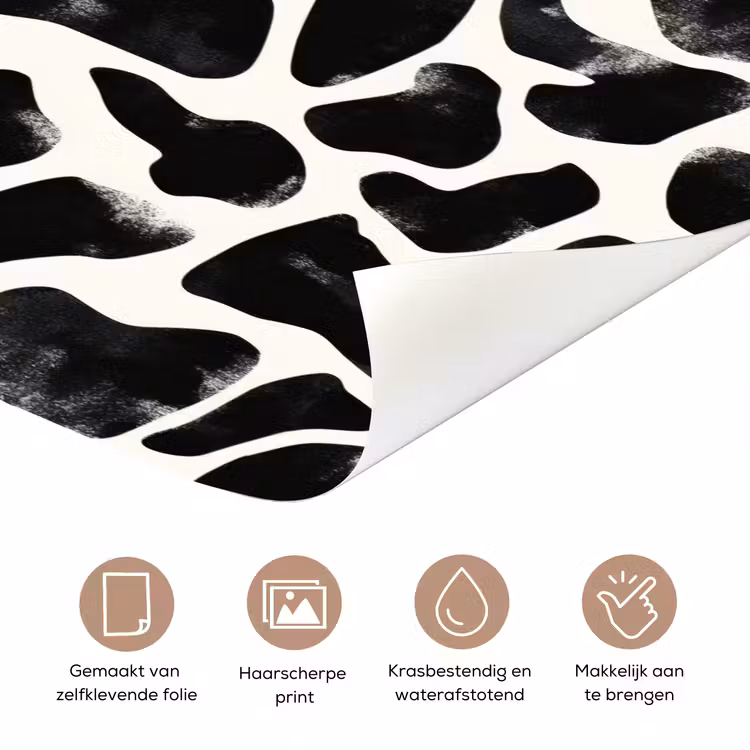 Dierenpatroon - Vlekken - Zwart - Wit deurposter klein 289 -closeup_NL