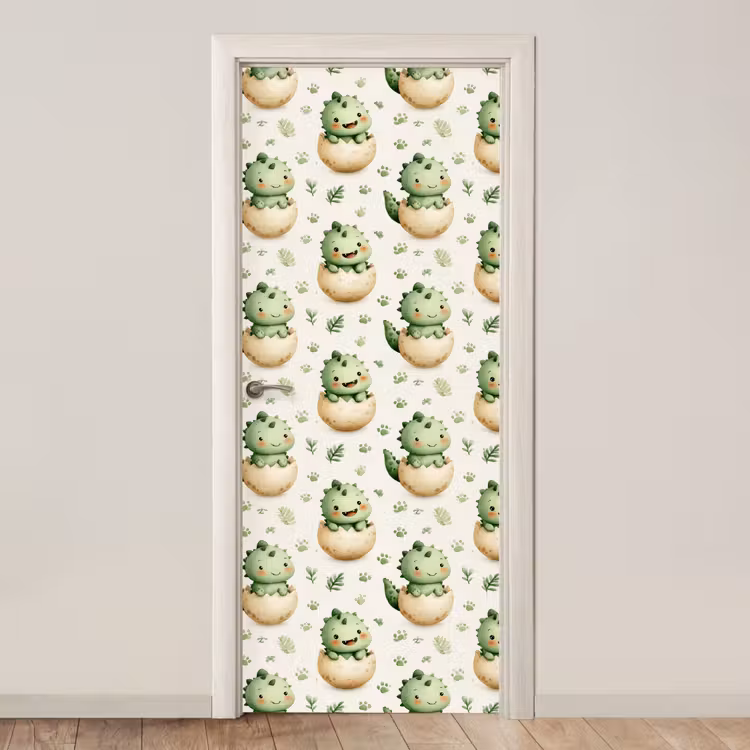 Dino - Eieren - Groen deurposter klein 289 -3d_beige