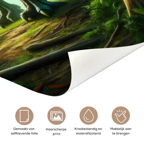 Dino - Jongens - Groen - Blauw - T-Rex deurposter klein -closeup_NL