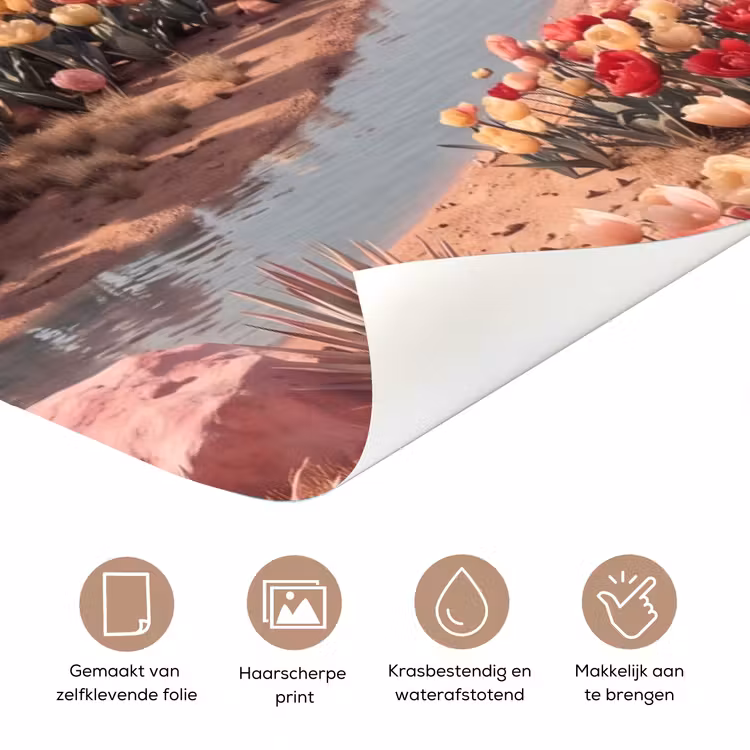 Deursticker - Dinosaurus - Roze - Landschap - Dinosaurus - Roze - Landschap deurposter klein