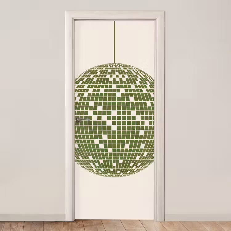 Disco - Bal - Groen - Abstract - Modern deurposter klein -3d_beige