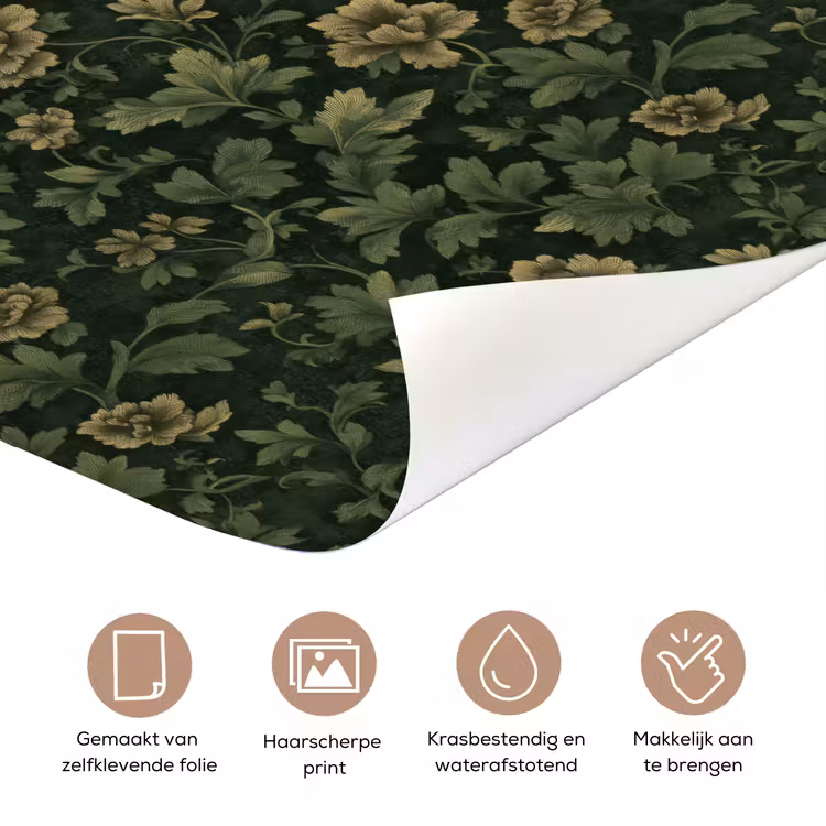 Donker - Groen - Goud - Botanisch deurposter klein 289 -closeup_NL