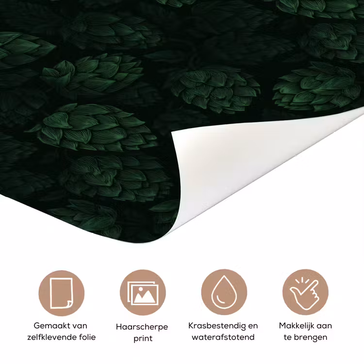 Donker - Groen - Hopbellen - Botanisch - Illustratie deurposter klein 289 -closeup_NL