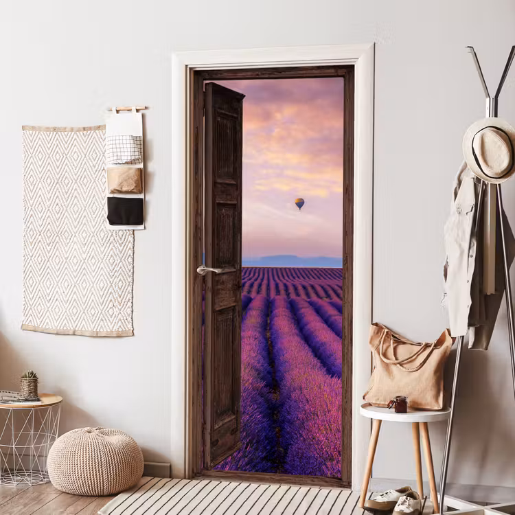 Doorkijk - Lavendel - Bloemen - Paars deurposter klein -sfeer6