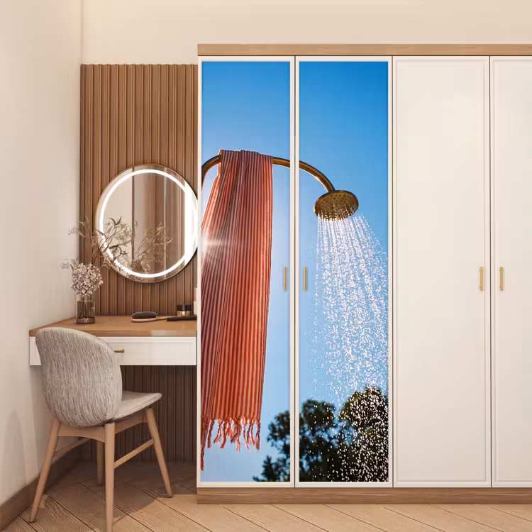 Douche - Water - Zomer - Blauw deurposter klein -sfeer3