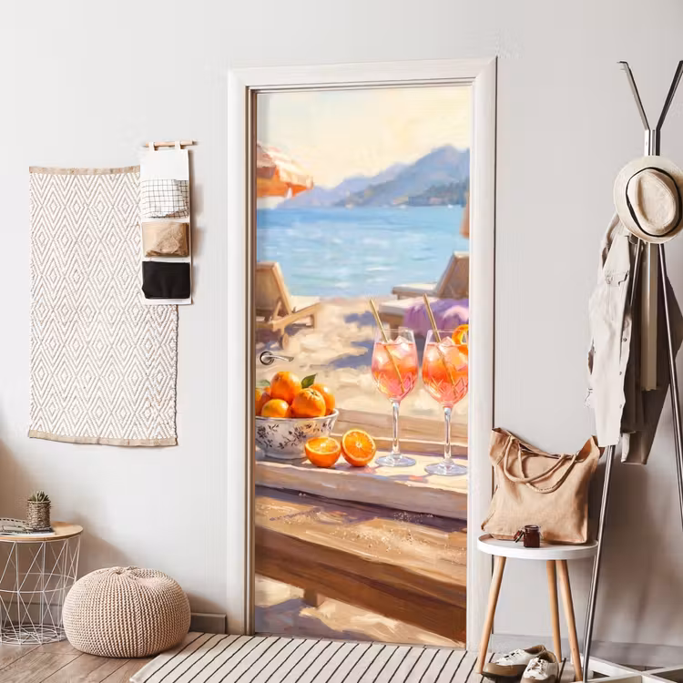Drank - Glazen - Strand - Zomer - Oranje deurposter klein -sfeer6