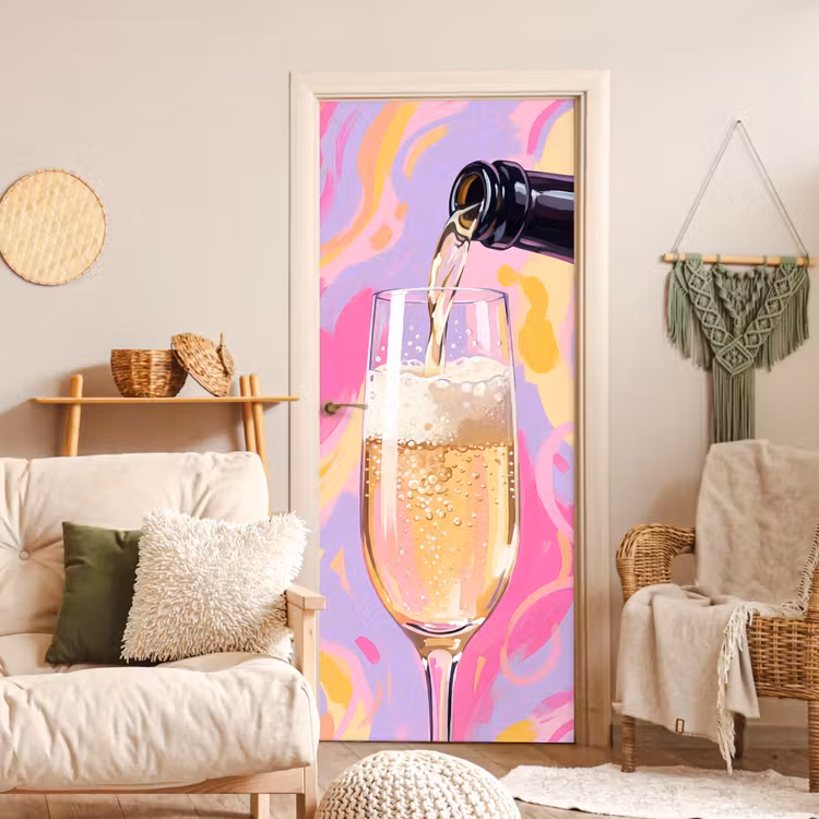 Drank - Inschenken - Feest - Abstract - Roze deurposter klein -sfeer2