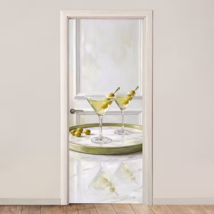 Drank - Martini - Olijven - Modern - Wit deurposter klein -3d_beige