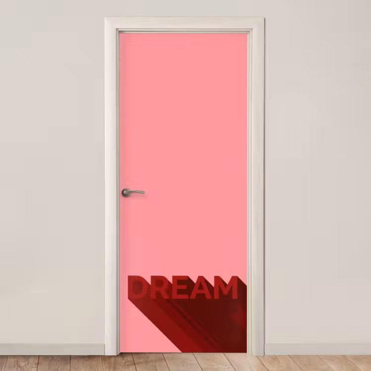 Dream - 3D - Rood - Roze deurposter klein -3d_beige