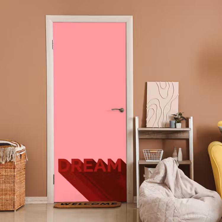 Dream - 3D - Rood - Roze deurposter klein -sfeer1