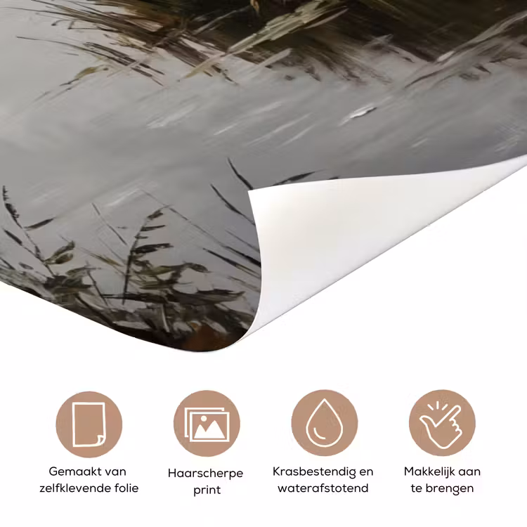 Eenden - Rivier - Landschap - Vlucht - Nostalgisch deurposter klein -closeup_NL