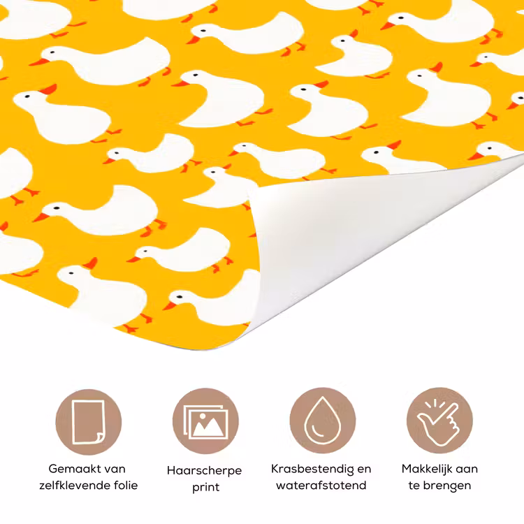 Eendjes - Patroon - Geel deurposter klein 289 -closeup_NL