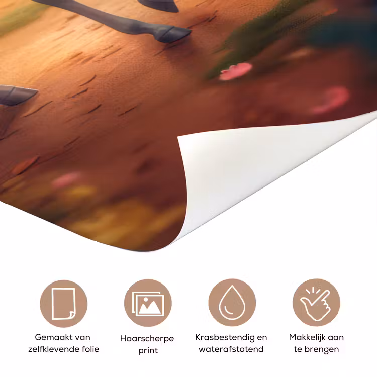 Eenhoorn - Bos - Kleurrijk - Bloemen - Meiden deurposter klein -closeup_NL