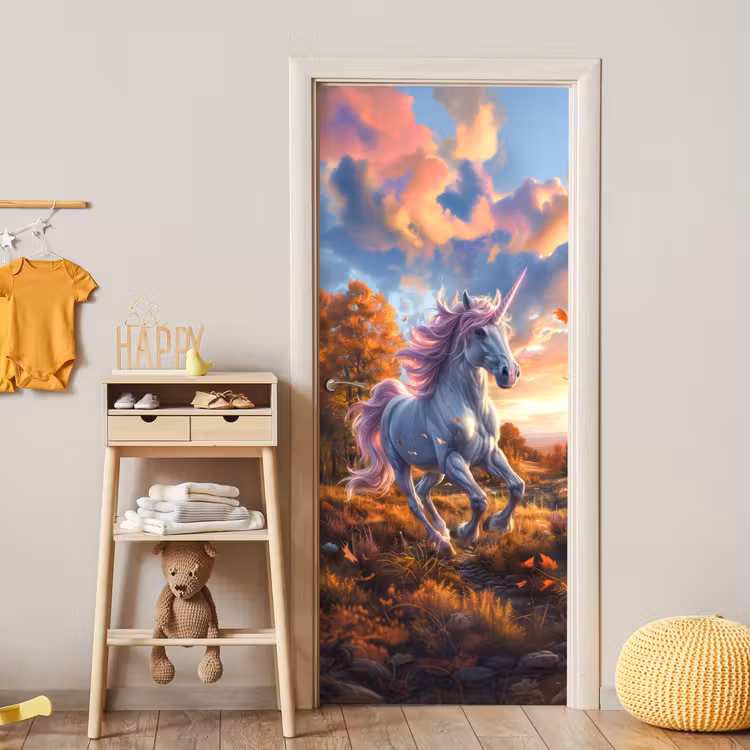 Eenhoorn - Sprookjes dier - Natuur - Meisjes deurposter klein -sfeer4
