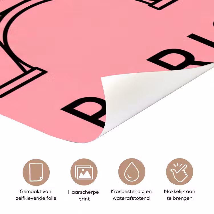 Eiffeltoren - Parijs - Architectuur - Minimalistisch - Roze deurposter klein -closeup_NL
