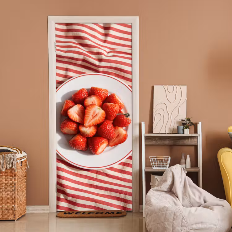 Eten - Aardbeien - Fruit - Zomer - Rood deurposter klein -sfeer1