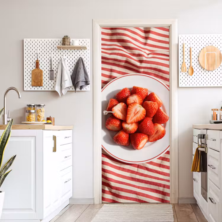 Eten - Aardbeien - Fruit - Zomer - Rood deurposter klein -sfeer5