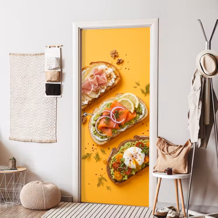 Eten - Brood - Ontbijt - Modern - Kleurrijk deurposter klein -sfeer6