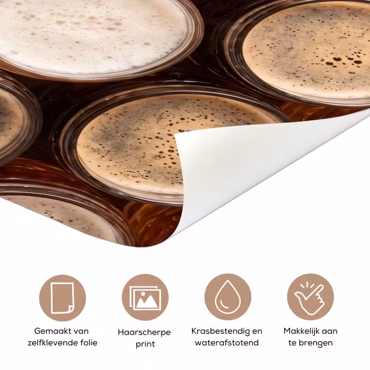 Eten - Glazen - Drank - Patroon - Bruin deurposter klein -closeup_NL