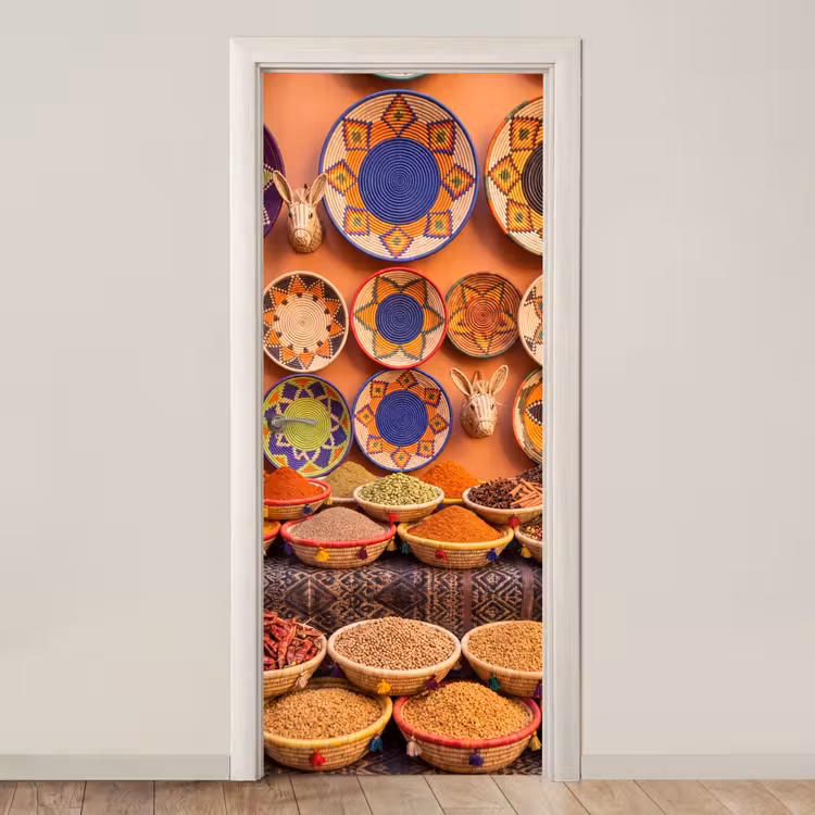 Deursticker - Eten - Kleurrijk - Cultuur - Eten - Kleurrijk - Cultuur deurposter klein