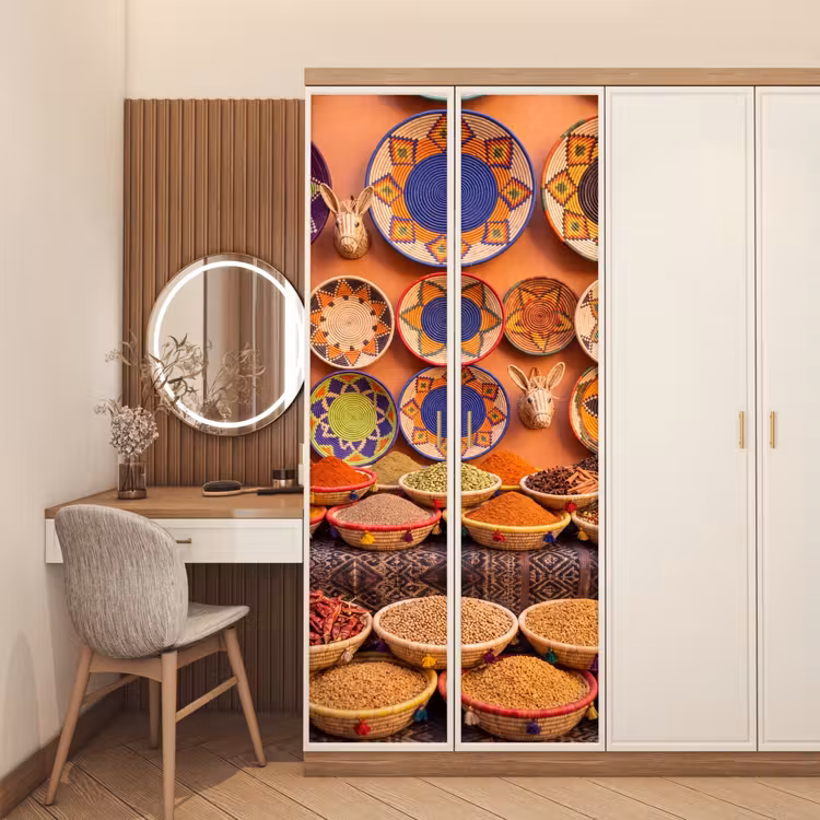 Deursticker - Eten - Kleurrijk - Cultuur - Eten - Kleurrijk - Cultuur deurposter klein