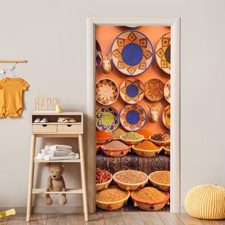 Deursticker - Eten - Kleurrijk - Cultuur - Eten - Kleurrijk - Cultuur deurposter klein