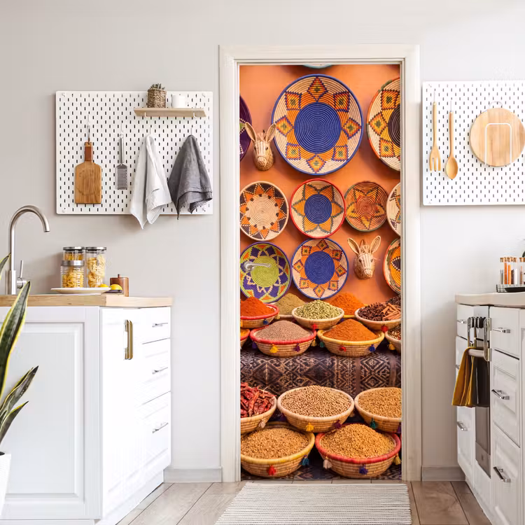 Deursticker - Eten - Kleurrijk - Cultuur - Eten - Kleurrijk - Cultuur deurposter klein