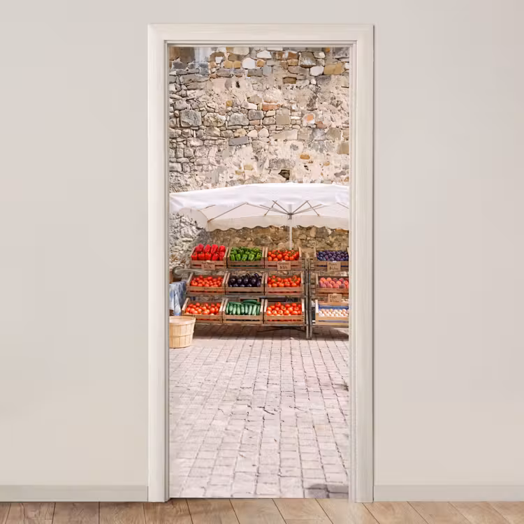 Deursticker - Eten - Markt - Vers - Eten - Markt - Vers deurposter klein