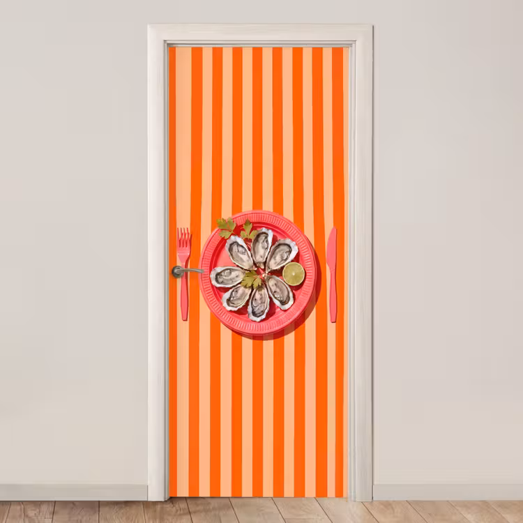 Eten - Oester - Zeevruchten - Oranje - Modern deurposter klein -3d_beige