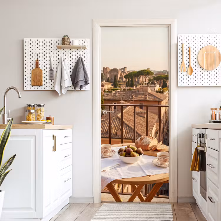 Eten - Ontbijt - Balkon - Stad - Zonsopgang deurposter klein -sfeer5